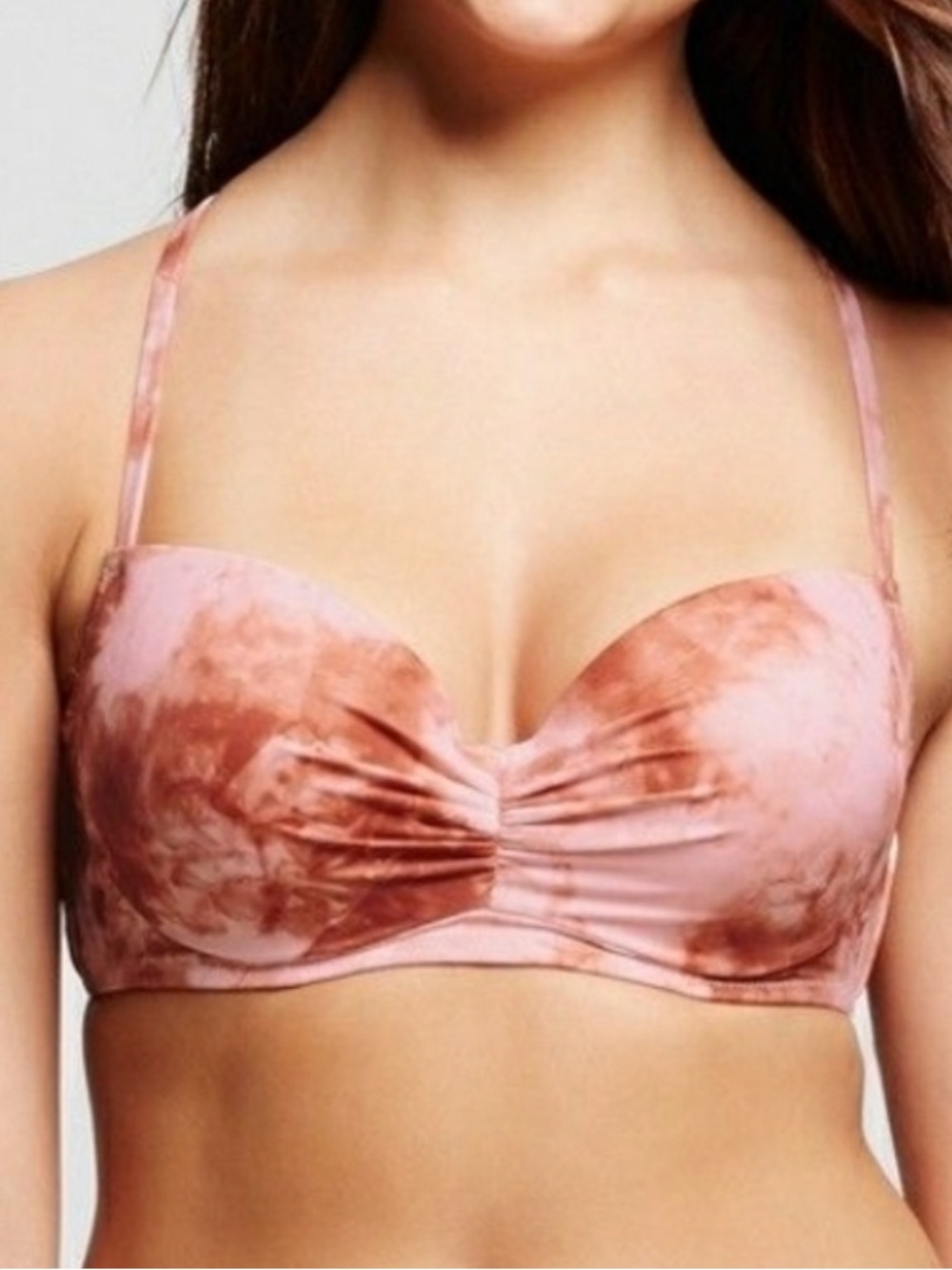 Tie-Dye Padded new Racerback bikini swimsuit top Dusty Rose 34D underwire